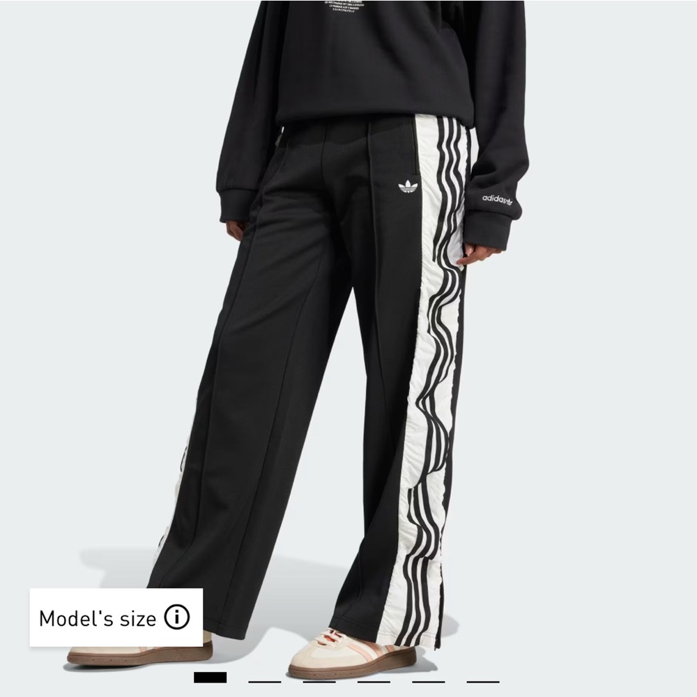 adidas Black Wide-Leg Track Pants with White Side Stripe